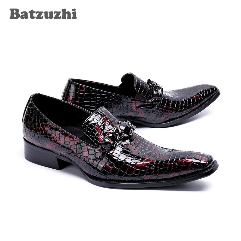 Batzuzhi/ Италиански луксозни мъжки модел обувки са ръчна изработка от естествена кожа, Мъжки обувки на плоска подметка с квадратни пръсти, мъжки Оксфордские вечерни и сватбени обувки