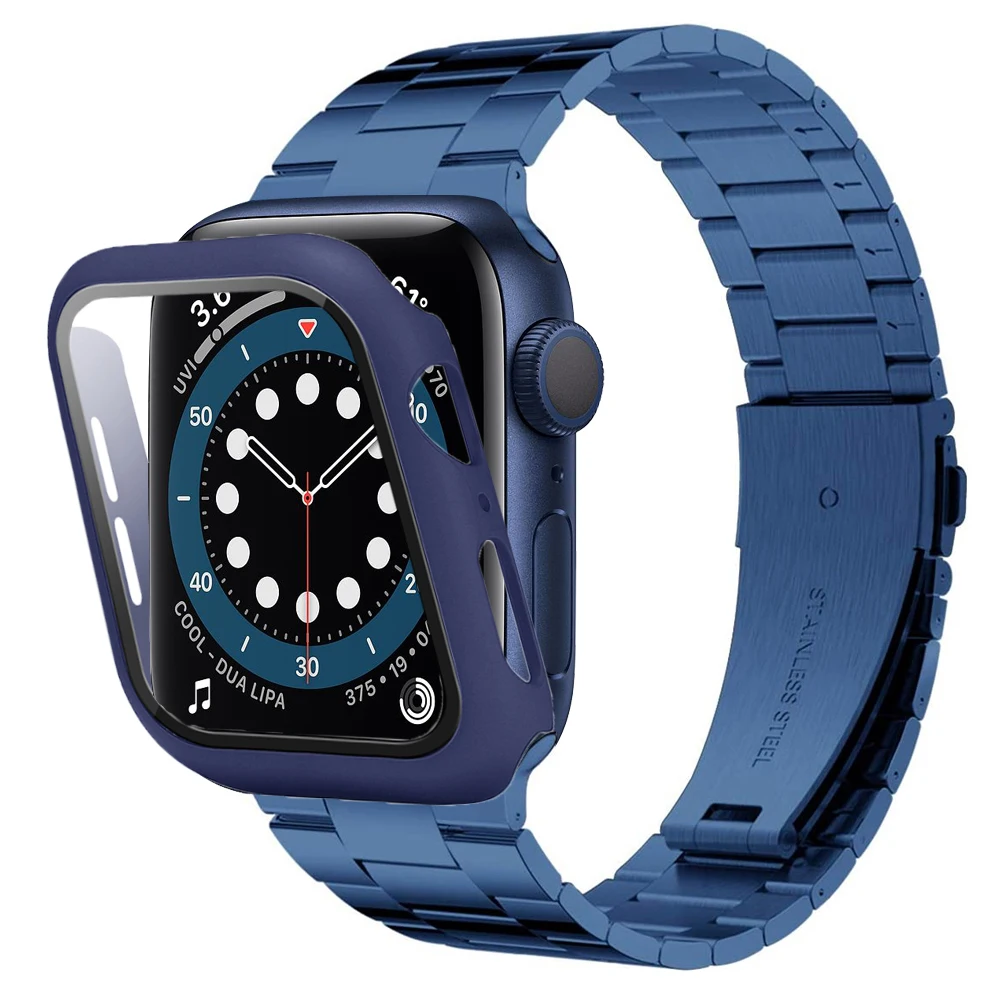 калъф + каишка за Apple watch 6 band 5 4 SE 44 мм 40 мм и Защитно фолио за екран от закалено стъкло и тънки въжета за iwatch correa