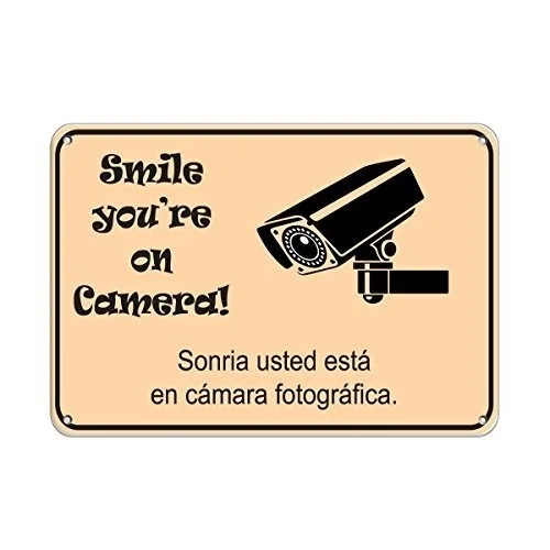 Усмихнете се, ти си в клетка е Знак за сигурност Sonria Алуминиев Знак за Гараж Лесно монтируемый Метален Знак за вътрешна и външна употреба