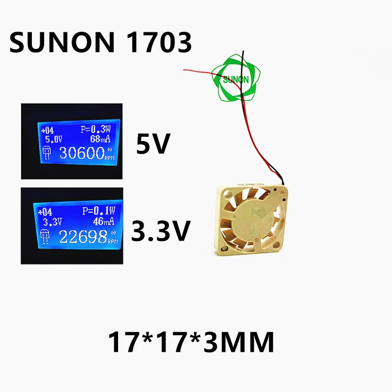 SUNON 1703 UF3H3-702 1,7 см Мини-fan охлаждане 3,3 0,1 W 5 0,3 W 30000 об/мин Най-малко фен