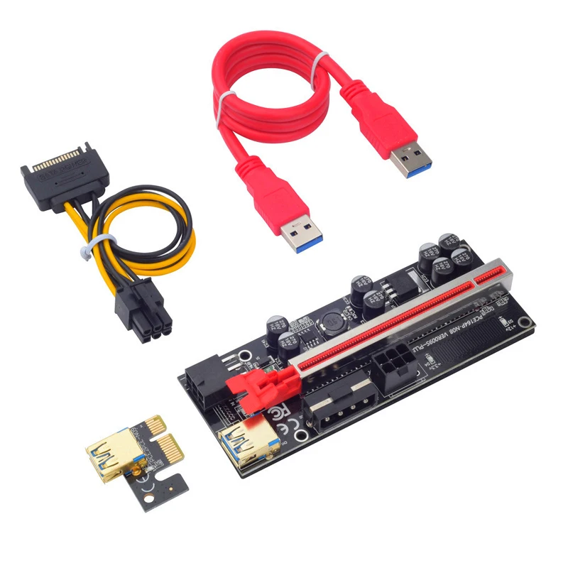 НОВ VER009S Плюс PCI-E Странично Card 009S Плюс PCIE X1 към X16 4Pin 6Pin Мощност 60 см USB 3.0 Кабел за видео карти GPU Миньор Майнинг