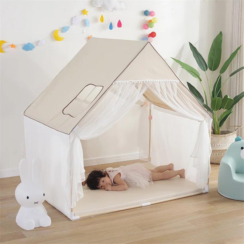 Детска палатка закрит детски хлопчатобумажный платно на игралната къщичка подарък на едно момиче рожден ден Замък на принцеси малка къща